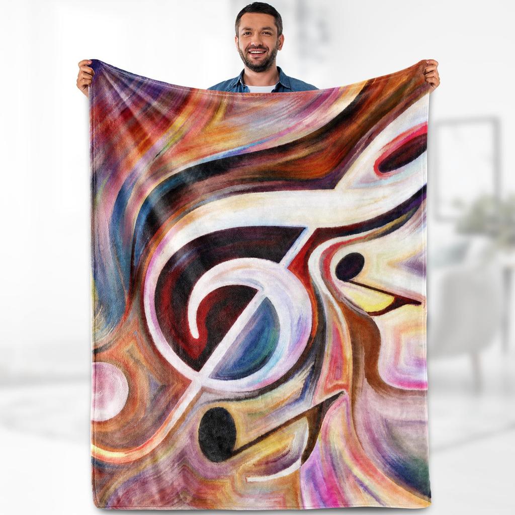 Musical Guitar Pattern Printed Blanket for Sofa Bed Travel Camping Living Room Office Conditioning Blanket for All Seasons Gifts