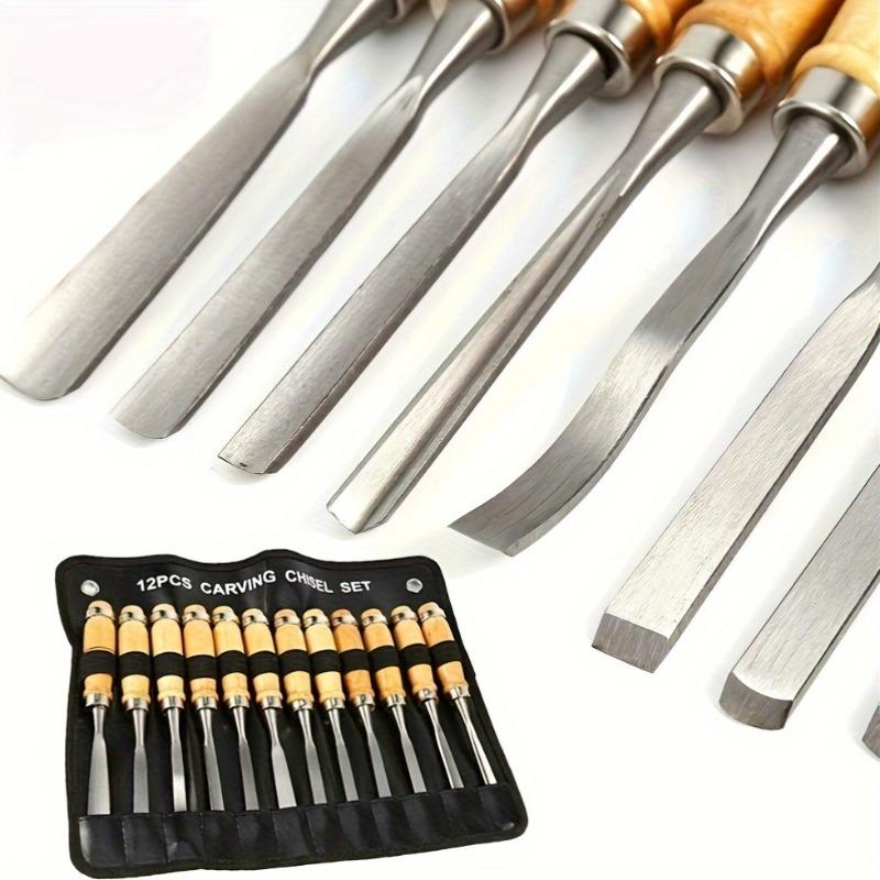12PCS Wood Carving Chisel Set with Black Case Sharp Carbon Steel Woodworking Tools for Beginners & Professionals
