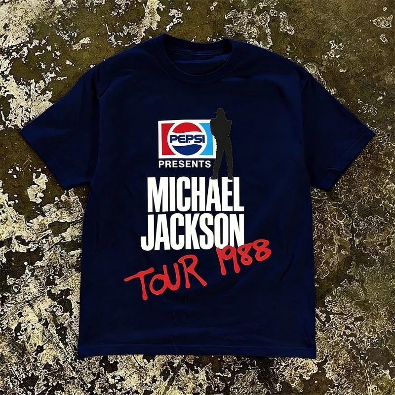 

Michael Jackson Tour 1988 Printed American Breathable Comfortable High-Quality Streetwear T-Shirt Y2k Ins Y2k Short Sleeves Classic M білий