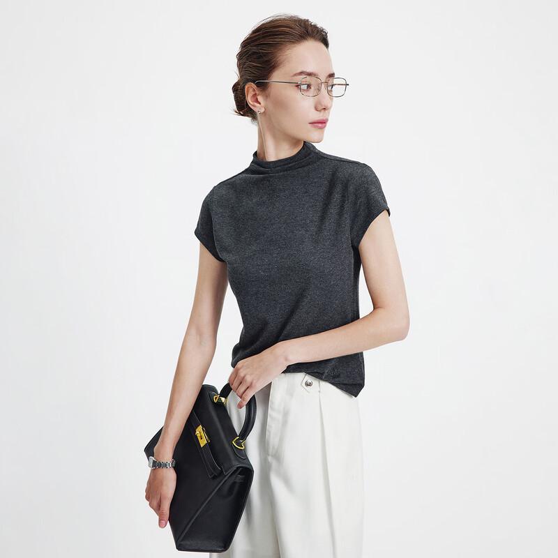 Navigare Women s Semi-High Collar Slim Fit Short Sleeve T-Shirt S