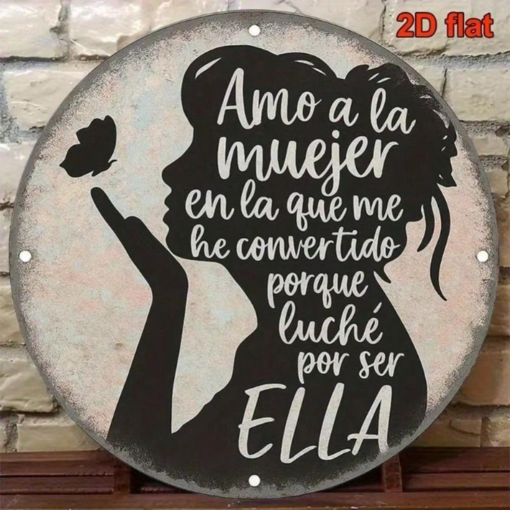 Metal Wall Art Spanish Woman Gift Motivational Latino Silhouette Quote 20x20 cm