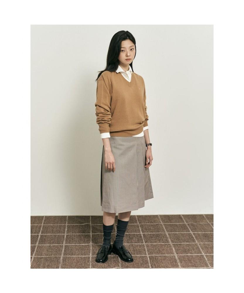Binpolleidiseu [B. My] Cashmere Blend Loose Fit V-Neck Knit Yellowish Brown (Bf5X51N01B)