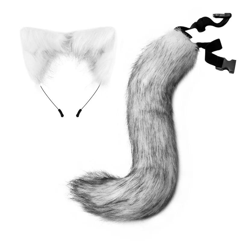 New Halloween Party Adjustable Simulation Fox Tail Plush Fox Ears Hair Band Cosplay Anime Exhibition Dress Up Anime Accessories