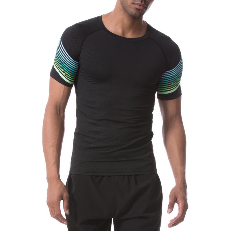 Men's Quick-Dry Marathon Running Suit: Tight-Fit Sports Short Sleeve T-Shirt