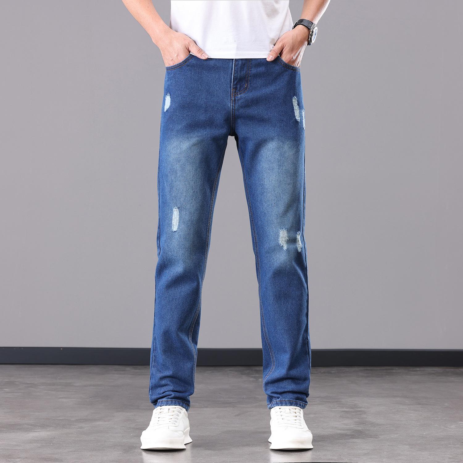 

Plus Size Men s Jeans Oversized Distressed Denim Hip-Hop Style Skinny Fit Slim-Cutting Jeans 30