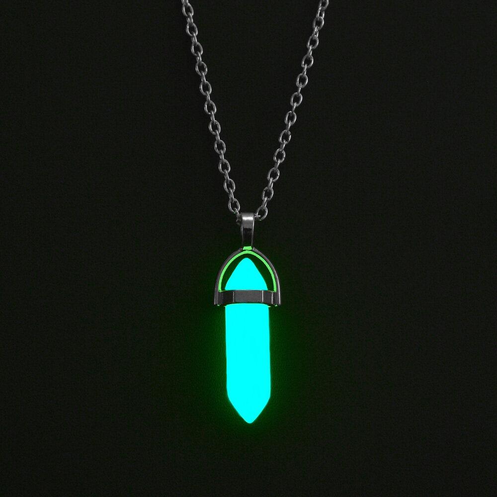 2 Stück/Set Leuchtende Sechseckige Säule Herz Anhänger Partner Magnetische Halskette Naturstein Geometrischer Anhänger Halskette Schmuck Geschenke