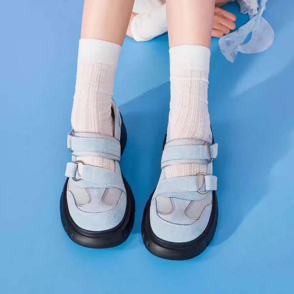 2025 summer new women's shoes Mary Jane shoes colored Velcro soft sole non-slip breathable flat bottom versatile fashion shoes