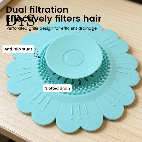 Bathroom Sink Strainer Sunflower Silicone Floor Drain Mat, Bionic Petal Design Anti-Clog Hair Filter, Odor-Proof Drainage Protector for Kitchen