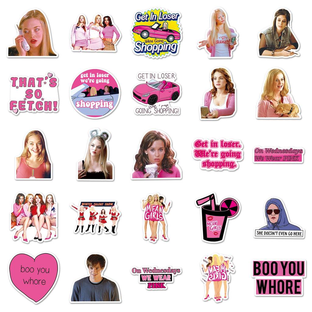 50pcs Mean Girls Cartoon Stickers: Waterproof Decorative Set for Luggage, Phone Cases, and Journals