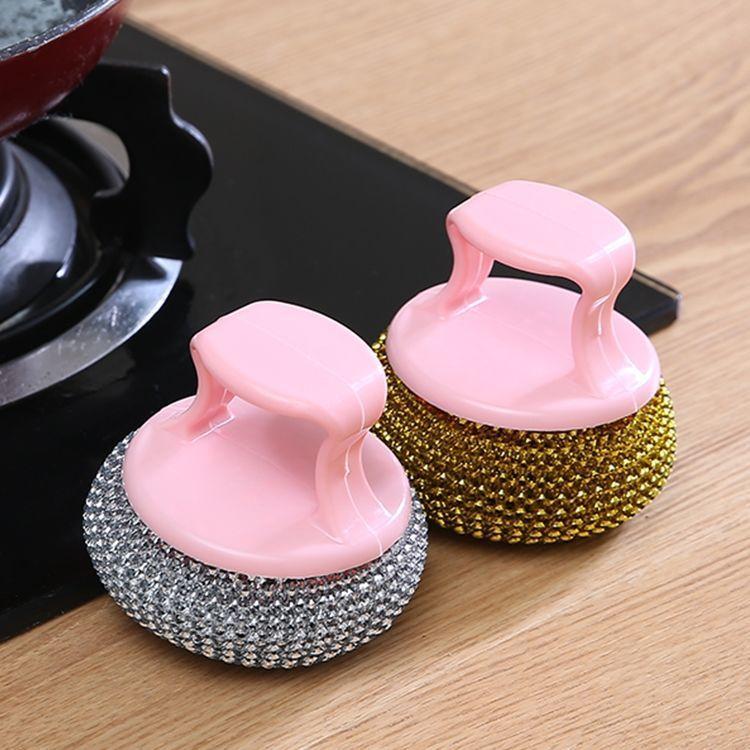 1pc Kitchen Leaning Ball Brush Detachable Stainless Steel Cleaning Brush Pot, Dish & Dish Brush Kitchen Cleaning Tools