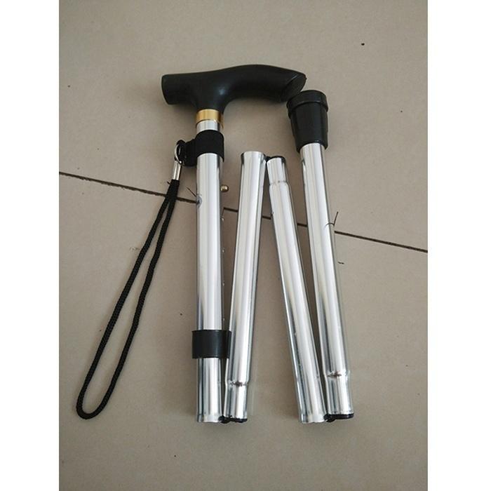Folding Cane Aluminum Alloy Four Section Telescopic Non Slip Folding Cane Elderly Adjustable Cane Mountain Climbing Cane