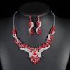 Summer Necklace Earrings Two-Piece Set Vintage Crystal Contrast Color Pattern