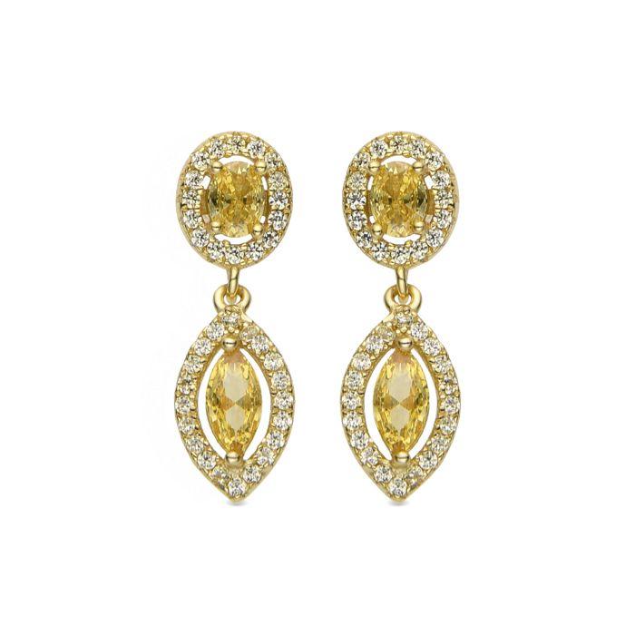 Luxenter Women's Yellow Boucles D’oreilles En Argent Sterling 925 Et Padparadscha Finies En Or Jaune 18 Carats - Ontary