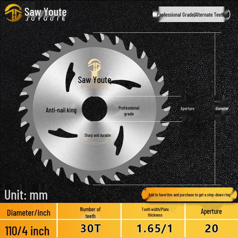 Woodworking Circular Saw Blade for 4, 10, or 12 Inch Cutting; Fits 125 Angle Grinder & 140 Lithium Battery Saw - Cuts Aluminum Sheets