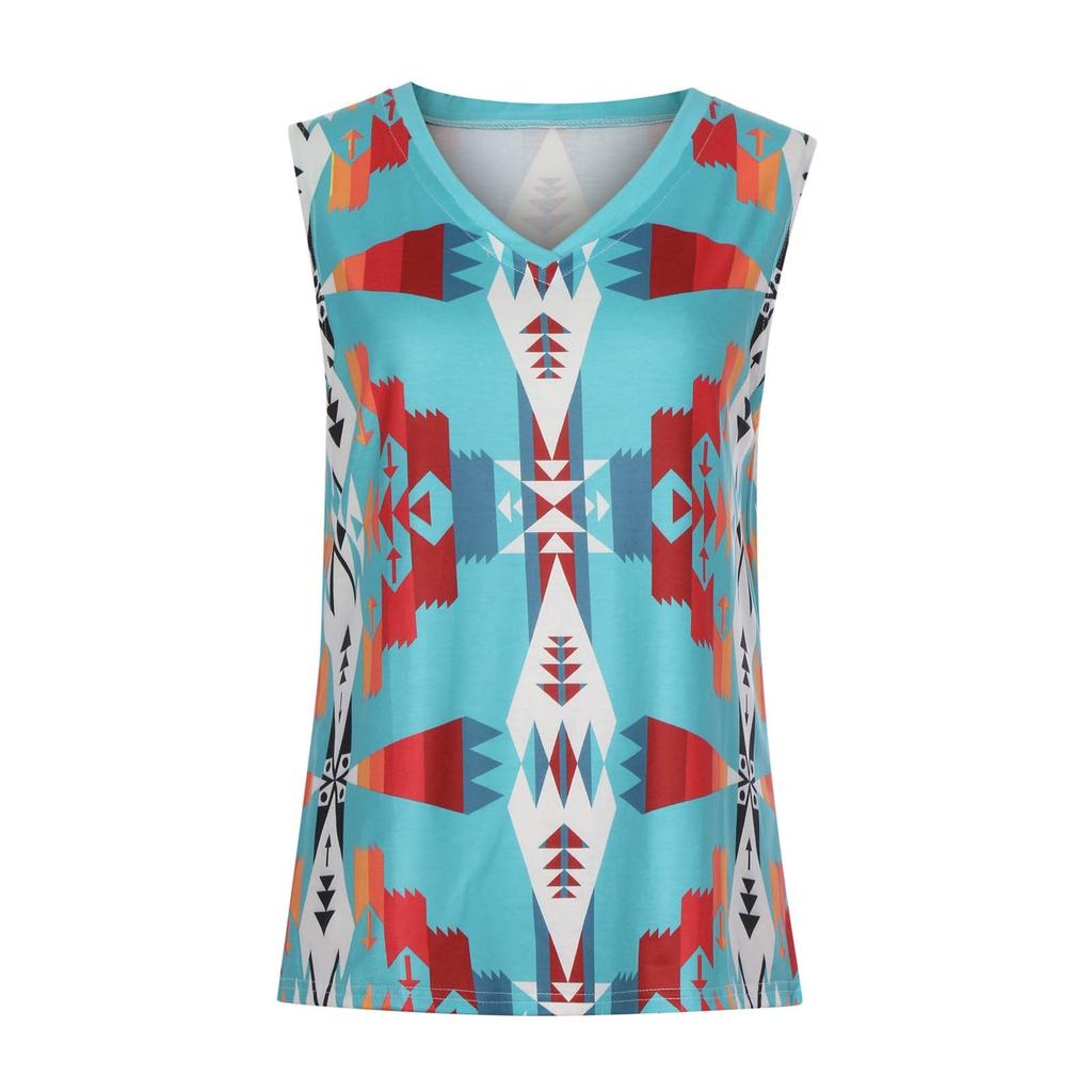 Damen-Tanktop mit V-Ausschnitt, weich, Retro, geometrisch, grafisch, Stammesethnisch, ärmellos