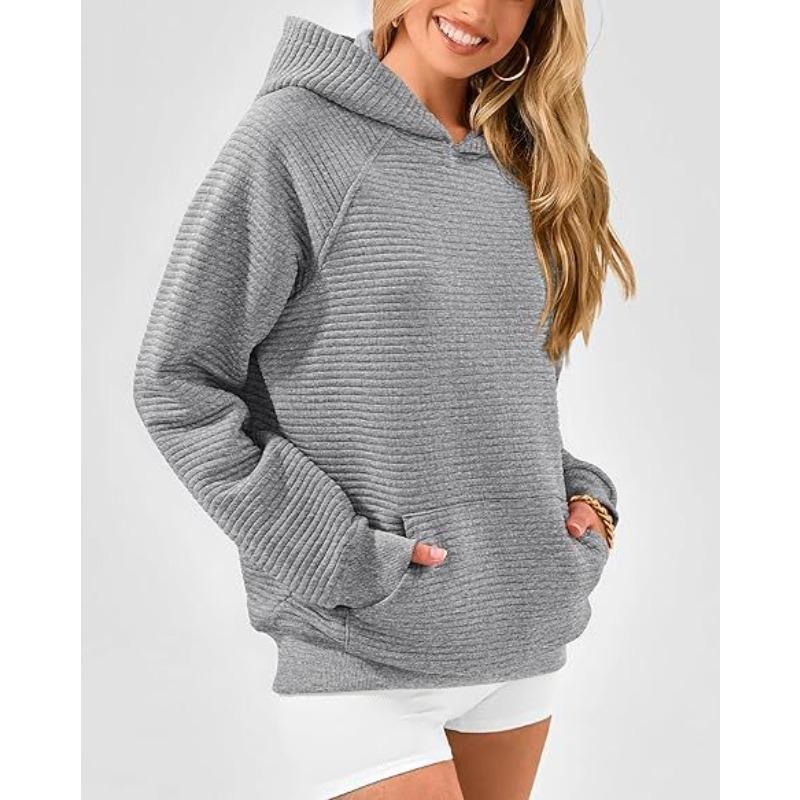 DAFIFY Women's Fashion Casual Solid Color Print Long Sleeve Hooded Hoodies & Sweatshirts