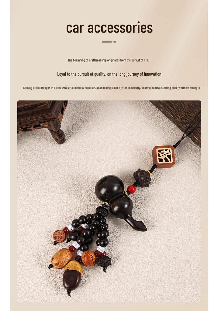 Peace Fortune Sandalwood Bodhi Gourd Pendant - Creative Luck Charm and Car Accessory