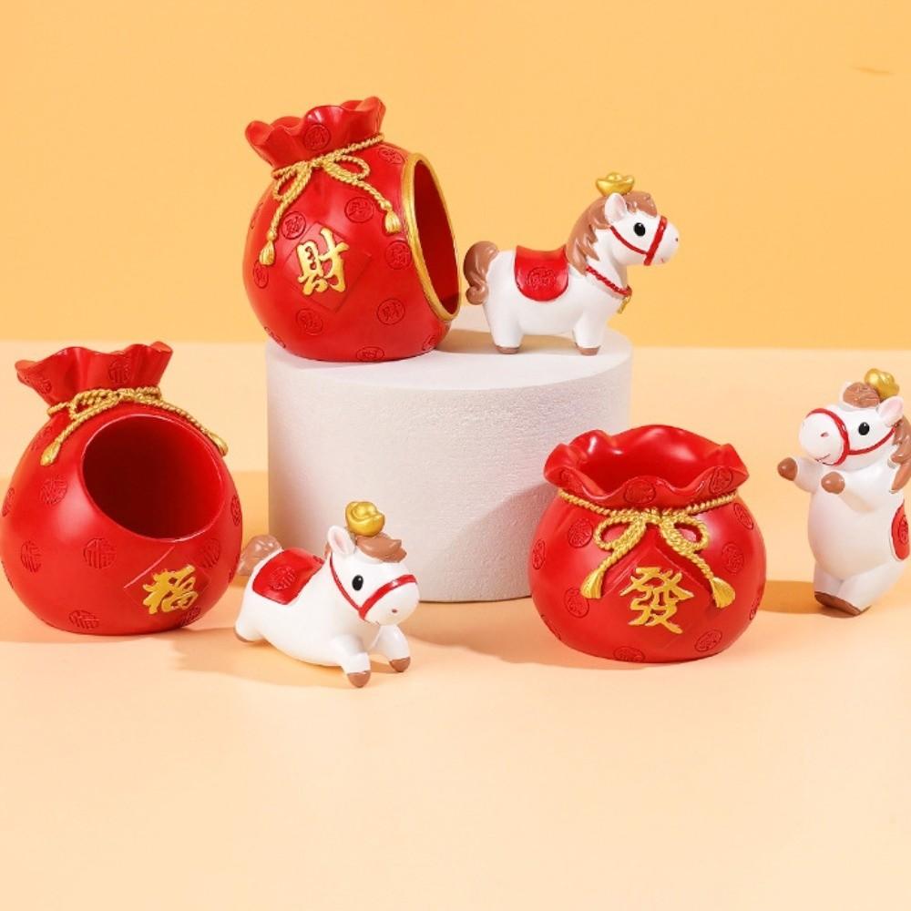 Lucky Bag Zodiac Horse Figurines Fortune Horse Figures Ornament  Office Decoration