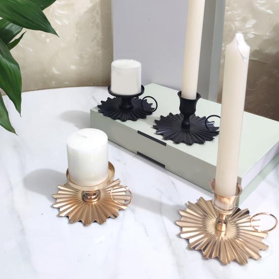 huaqianguhh Wrought Iron Candle Holder, Vintage Metal Candlestick with Frosted Matte Black Rust-Proof Finish, Handheld Design Holder for Home