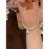 Summer Broken Silver Pearl Pendant Necklace Women's Light Luxury Niche High-end Neck Chain Design Collarbone Chain with Jewelry