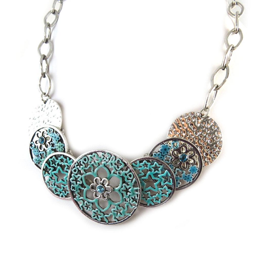 NOA [G0512] - Collier Créateur 'Paquerettes' turquoise
