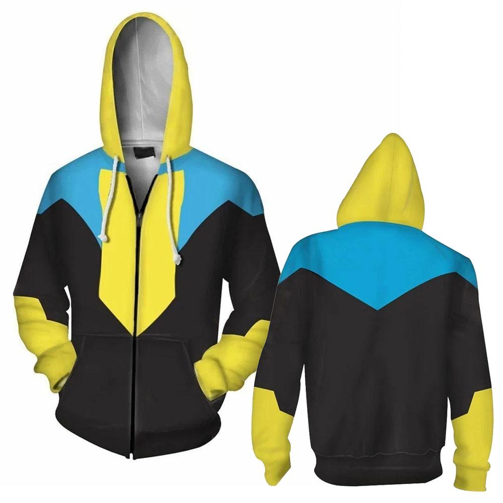 Invinciblee Mark Grayson Cosplay Hoodies Long Sleeve Fleece Hooded Sweatshirt 3D Printing Unisex Streetwear