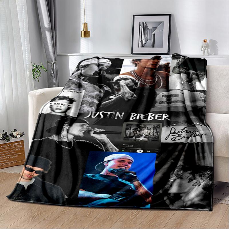 2025 New Style Justin Drew Bieber Singer JB Blanket,Soft Throw Blanket for Home Bedroom Bed Sofa Travel Picnic Cover Kid Gift