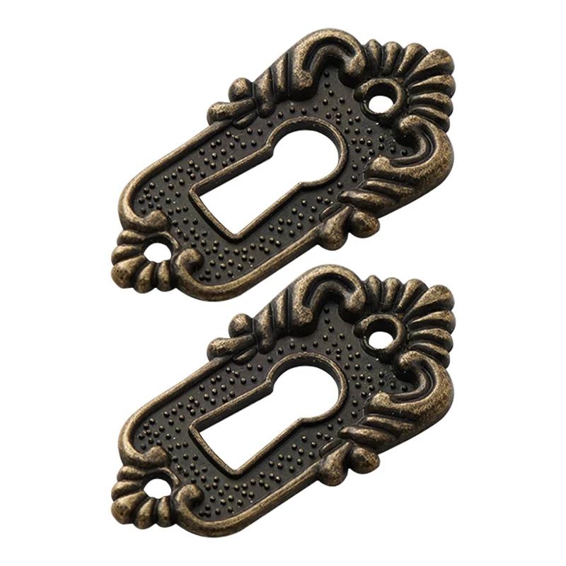 2 Stuks Antieke Sleutelgat Afdekkingen 45x23mm Lade Slotkop Plaatje Hoek Decoratieve Hoek Code Slot Legering Plaat voor Houten Sieradenkistjes
