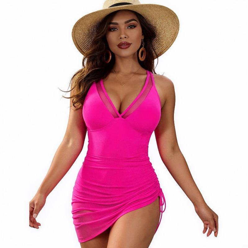 Costume da Bagno Intero Tipo Gonna di Alta Gamma Europeo e Americano Scollo Leggermente Grasso Carne Vacanza Termale Costume da Bagno da Donna