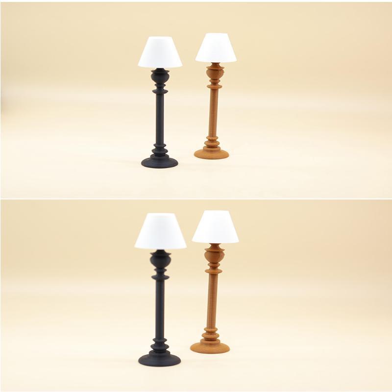 Classic Miniature Floor Lamp Vintage Dollhouse Accessory 1:12 Scale Mini Standing Lamp for DIY Tiny House Desktop Ornament