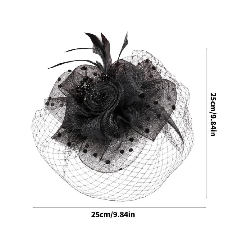 Women's Formal Fascinator Headpiece with Mesh Net Feather Detail Tea Party Styling for Wedding Guest Looks and Parties