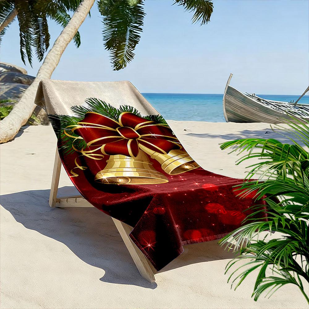 Christmas Bells with Red Bow A must-have beach towel for beach travel