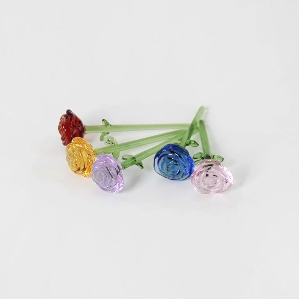 Colored Glaze Glass Flower Bouquet Mini Hand-blown Glass Flower Home Room Decoration