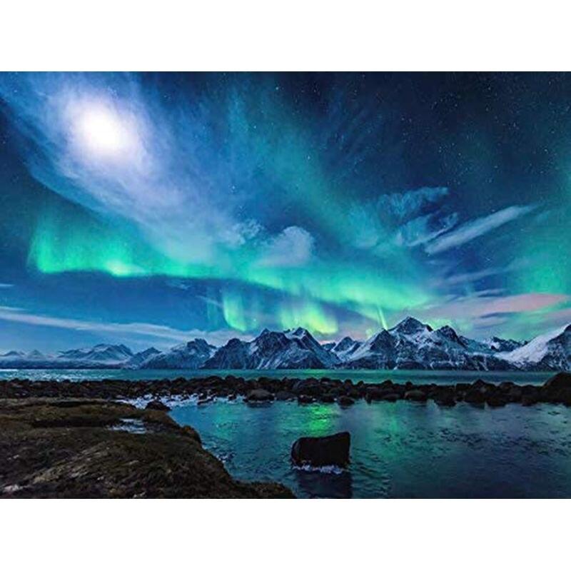 5d Diy Full Round Diamond Painting Embroidery Mosaic Aurora Polaris Landscape Home Decoration Gift Handicraf