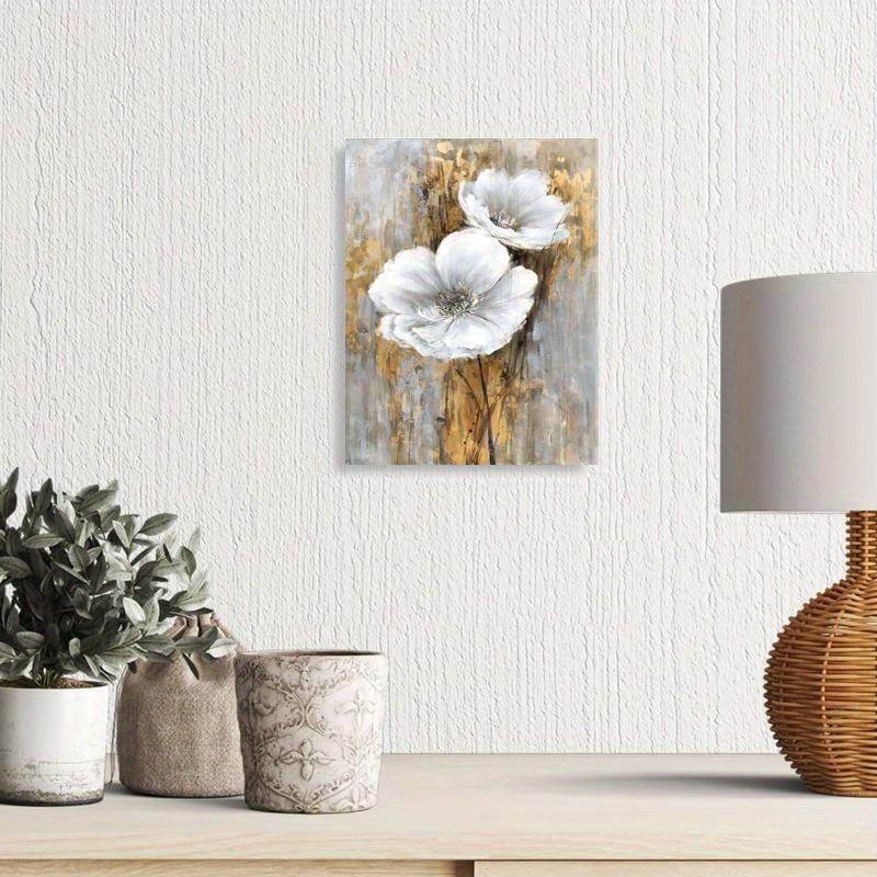 With Frame White Floral Wall Pictures Painted Lily Bouquet Flower Painting Artwork For Living Room Decoration Wall Decor Living Room