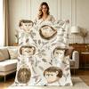 Soft Flannel Hedgehog And Botanical Print All-Season Blanket for Sofa Couch Bedroom Office Lounge Cozy Warm Throw Blanket for Four Seasons Use