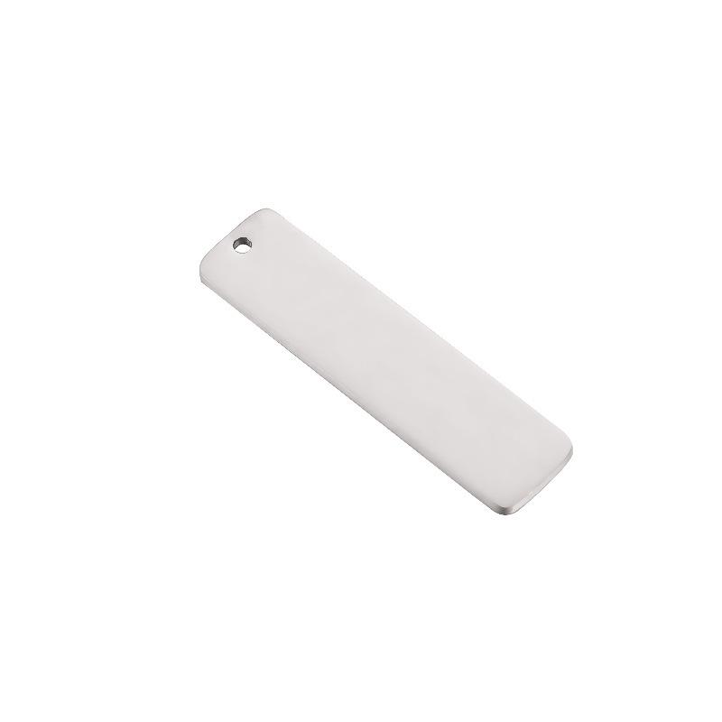 Mirror Stainless Steel Rectangular Tag Pendant Keychain - Customizable Jewelry Accessory 10x40mm