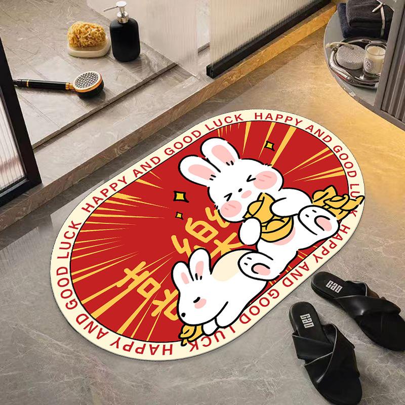 New Diatom Mud Mat Home Cartoon Carpet Toilet Moisture-wicking Foot Mat Easy To Clean Bathroom Mat Durable Durable