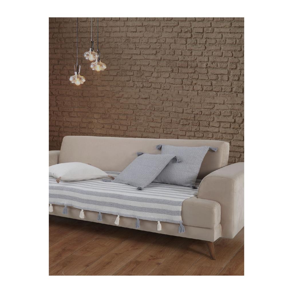 Liva Pompom Black Sofa Cover 115 X 200 Cm Sofa Divan Sofa Bed Armchair Cover Shawl With Tassels