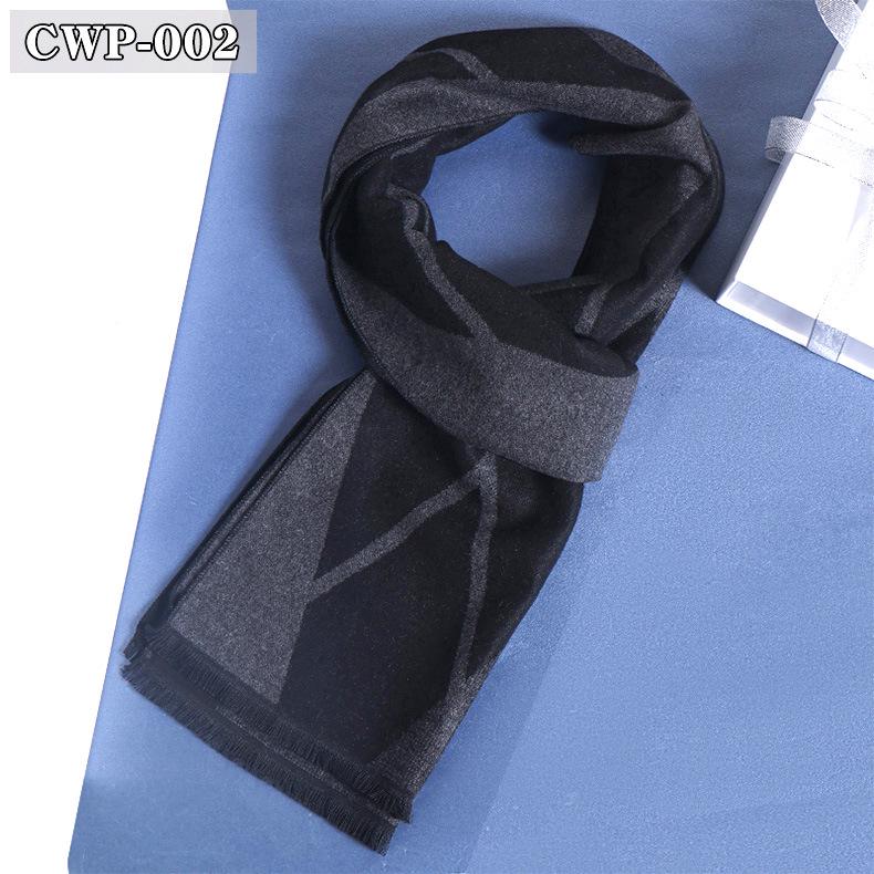 2025 Winter Men's Black Grey Plaid Imitation Cashmere Scarf