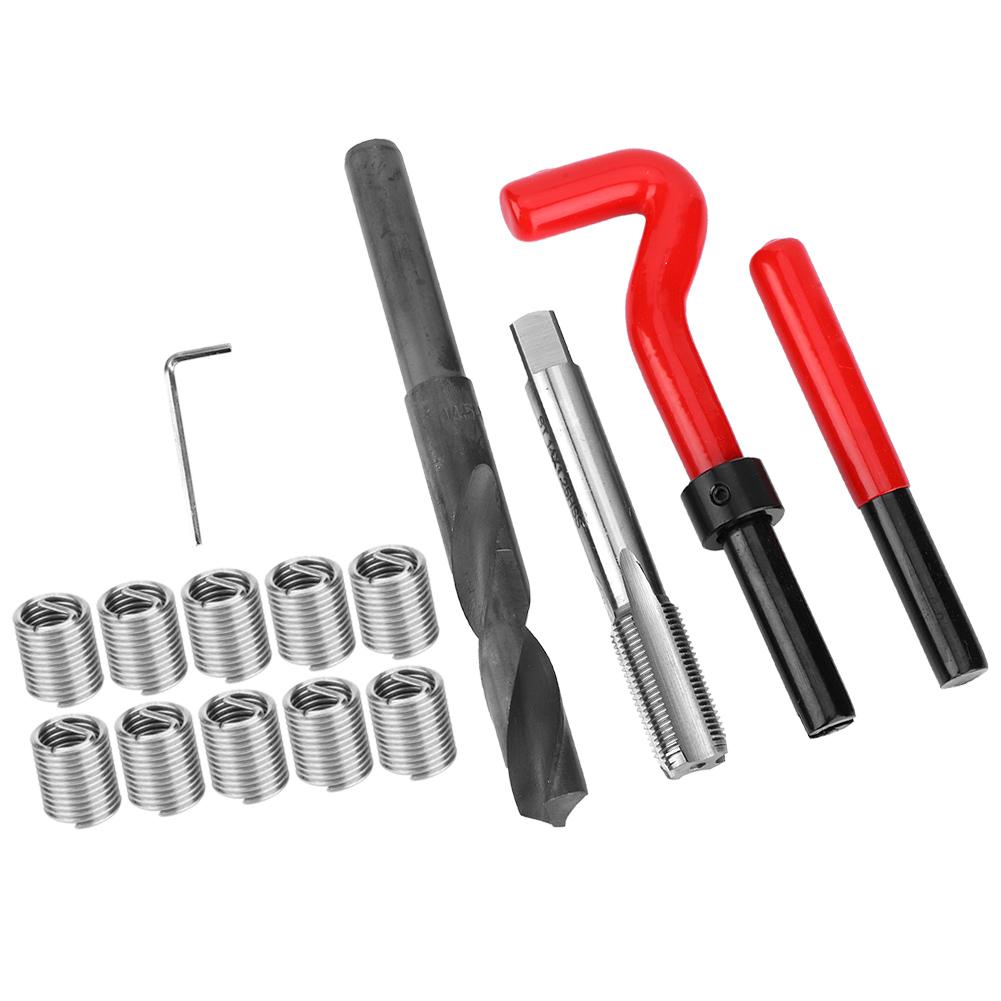15 st Trådreparationssats Rostfritt Stål Vridborr Skruvnyckel Gänginsats för Bil M14x1.25