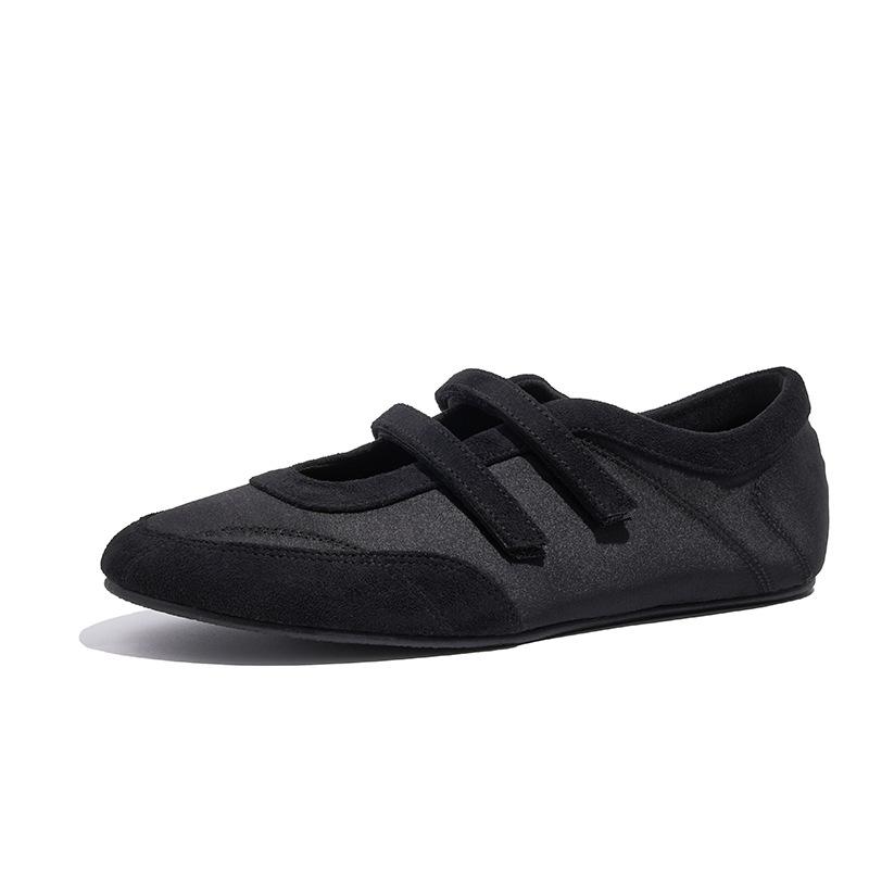 Za Velcro Casual Shoes Women'S Spring Retro Ballet Shoes Mary Jane Red Inner Height-Increasing Flat Shoes