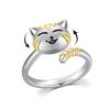 Adjustable Fidget Spinner Rings Cute Cartoon Animal Cat Kitten Rings Gold Silver Open Rotate Freely Ring Women Girls