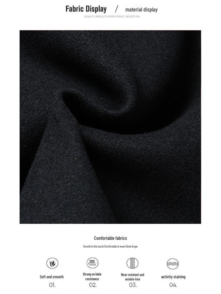 Męski płaszcz wełniany plus size - Jesienno-zimowy Długi, Casualowy, Ciepły