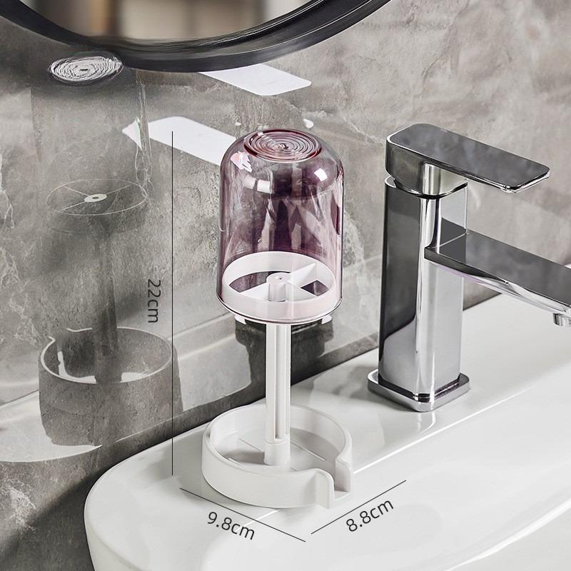 Hygienic Toothbrush Organizer with Protective Lid Ventilated Plastic Bathroom Cup Holder Multifunctional Countertop Storage
