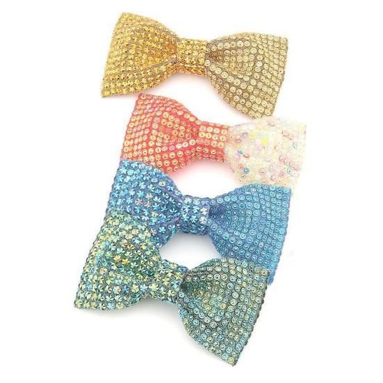 

Yousheng Men Bow Tie Patchwork Color Shining Rhinestones Elastic Rope Neck Tie Suit Decoration Formal Wear Wedding Party Accessory
