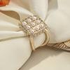 Square Faux Pearl Scarf Ring Rhinestone T-shirt Tie Clip Shawl Silk Scarves Ring Wrap Holder Clasp Slide Buckle Women Clothing Accessories