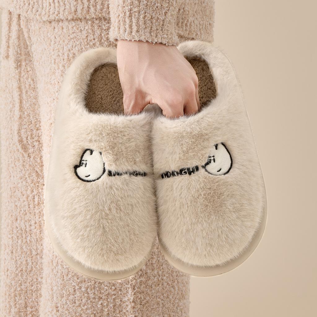 Platform Women Home Slippers Plush Warm Thick Bottom Slides Breathable Soft Non-slip Slippers Indoor Outdoor Men Casual Slippers