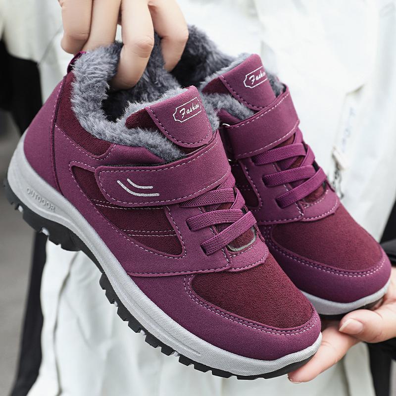 Cotton shoes women's 2025 couple's walking warm cotton boots casual piled thickened short boots middle-aged and elderly snow boots 2025