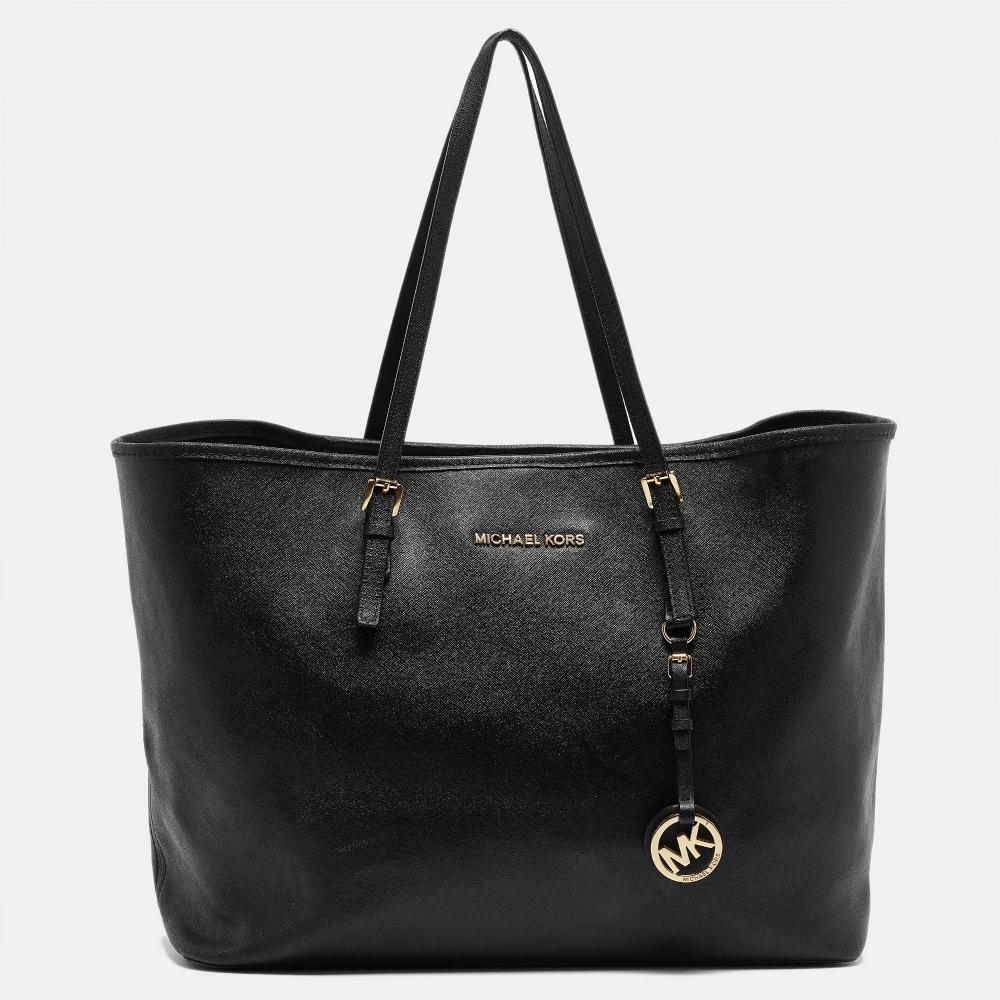

Michael Kors Saffiano Leather Medium Jet Set Travel Tote black